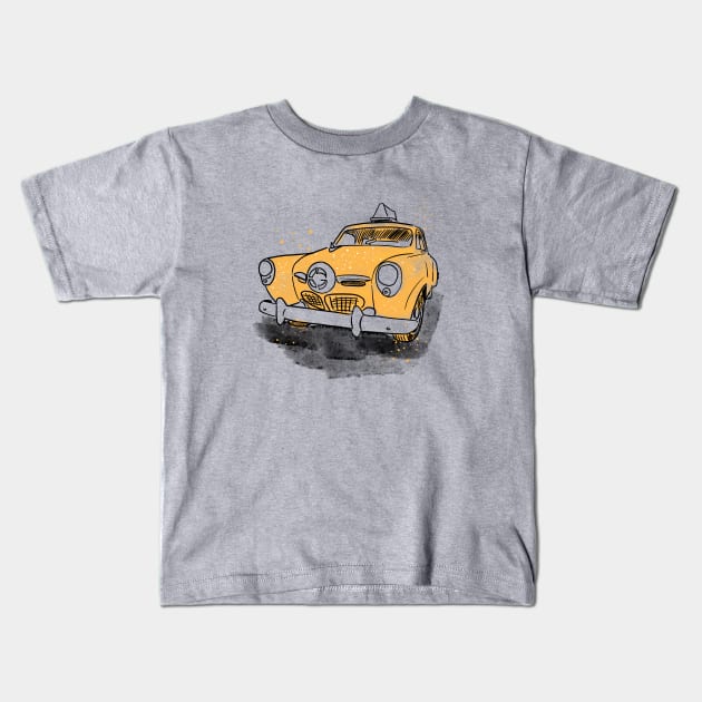 Yellow Classic Taxi Kids T-Shirt by MikeBrennanAD